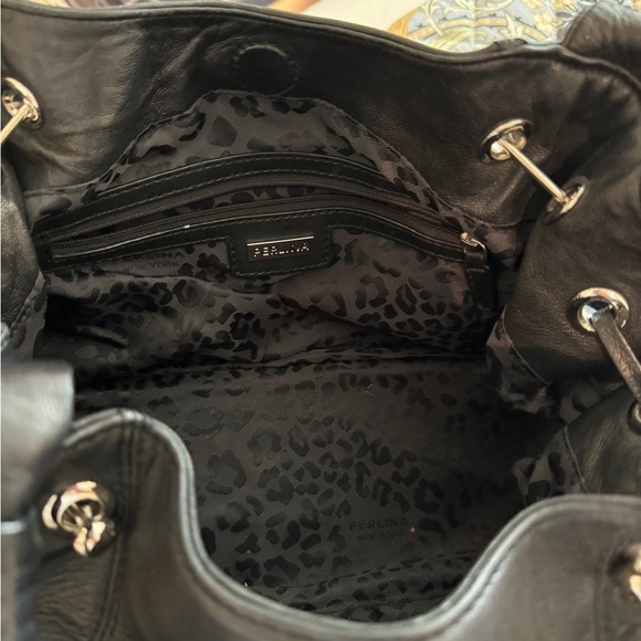Perlina Black Classic Italian Leather Slouch handbag excellent condition - Picture 6 of 9